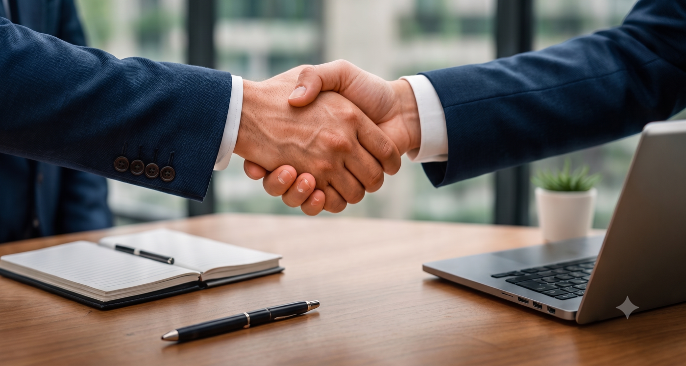Accountant shaking hands with a client
